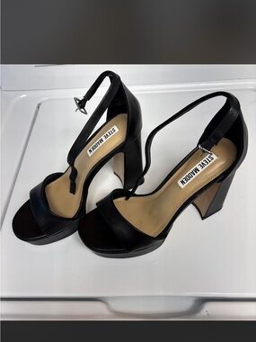 Steve Madden Black Platform Block Heels with Ankle Strap
